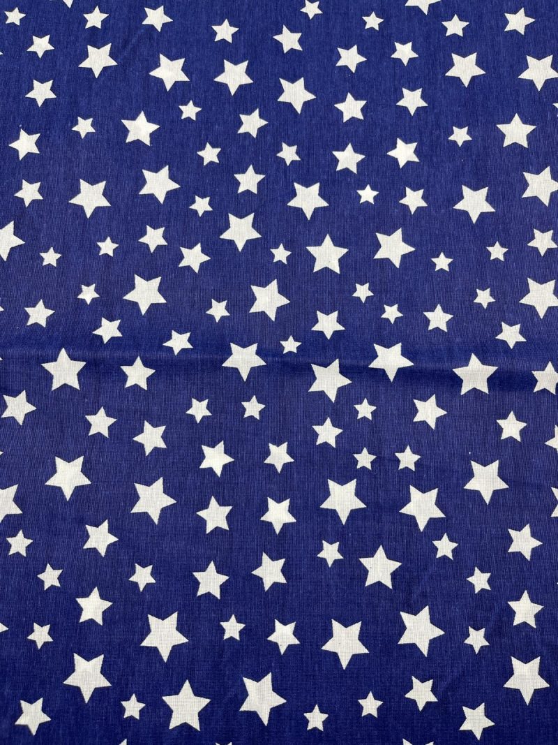 Navy Star Print Cotton Poplin Fabric – Soft Breathable Textile for Crafts, Clothing, Kidswear & Home Projects | 240x100 cm (94x39 in)