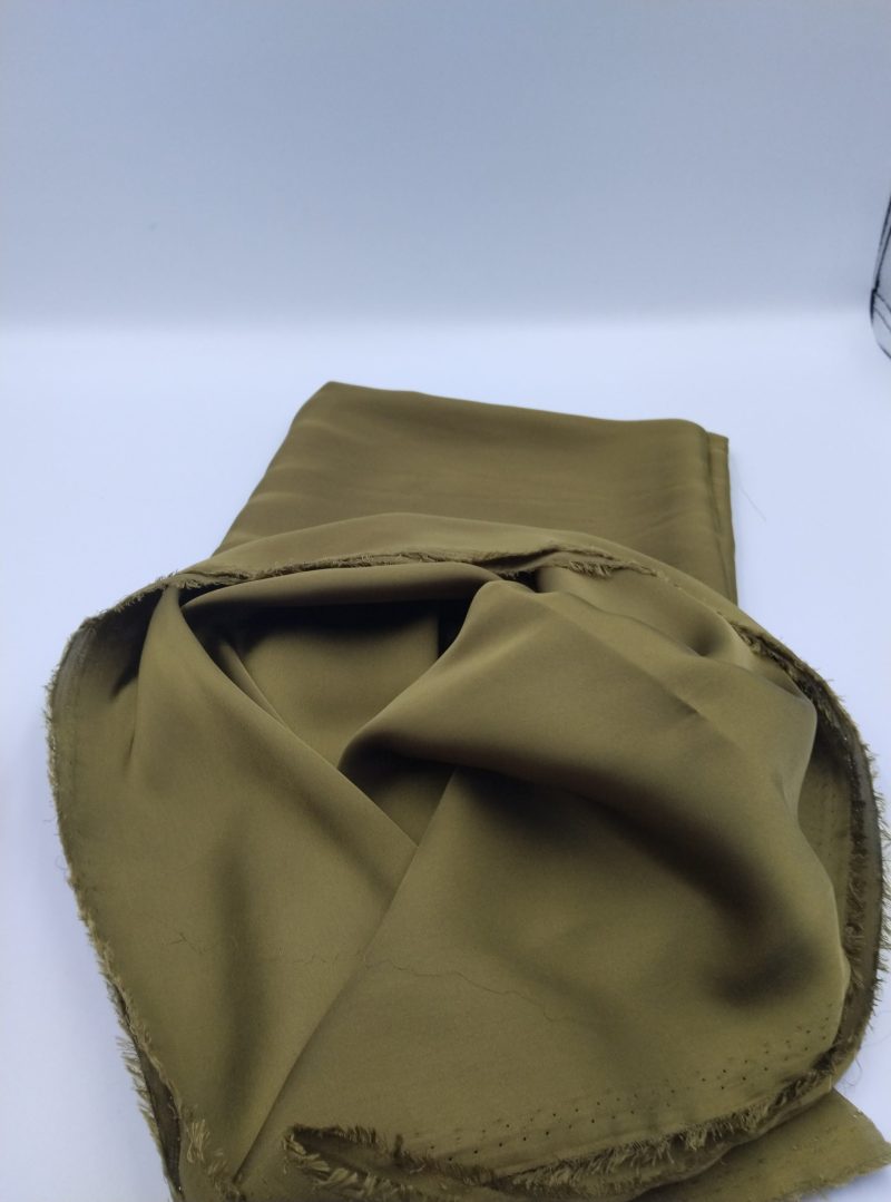 Olive Green Satin Chiffon Fabric by the Yard – Soft Drapey Shiny Silk-Feel Material for Dresses, Blouses, Kimonos | 150x100 cm (59x39 in)