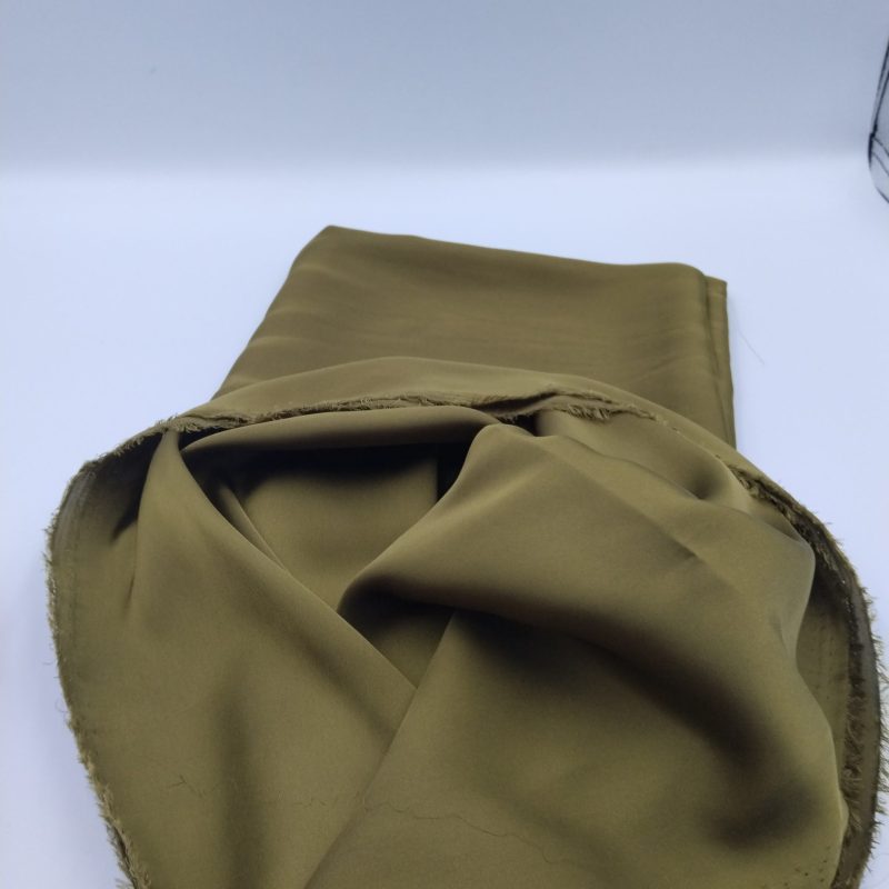 Olive Green Satin Chiffon Fabric by the Yard – Soft Drapey Shiny Silk-Feel Material for Dresses, Blouses, Kimonos | 150x100 cm (59x39 in)