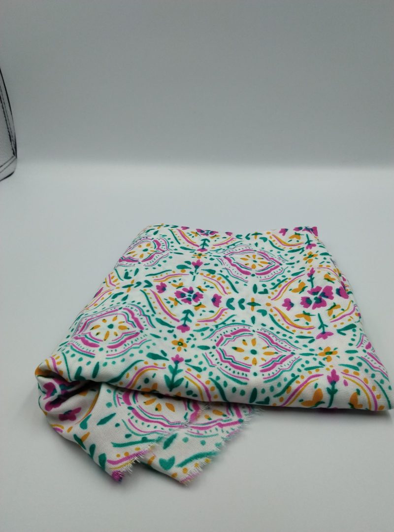 Colorful Boho Viscose Cotton Fabric for Dresses, Dress Fabric for Blouses, Blouse Fabric for Skirts, Skirt Fabric Drapey Soft (150x100 cm)