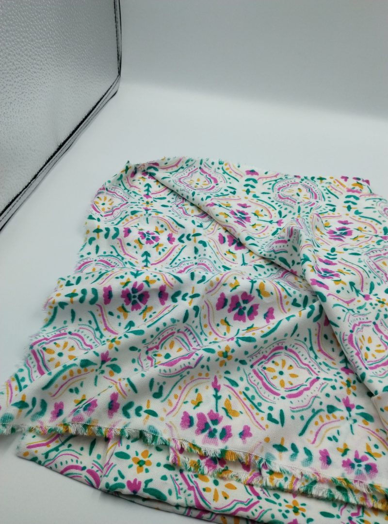 Colorful Boho Viscose Cotton Fabric for Dresses, Dress Fabric for Blouses, Blouse Fabric for Skirts, Skirt Fabric Drapey Soft (150x100 cm)