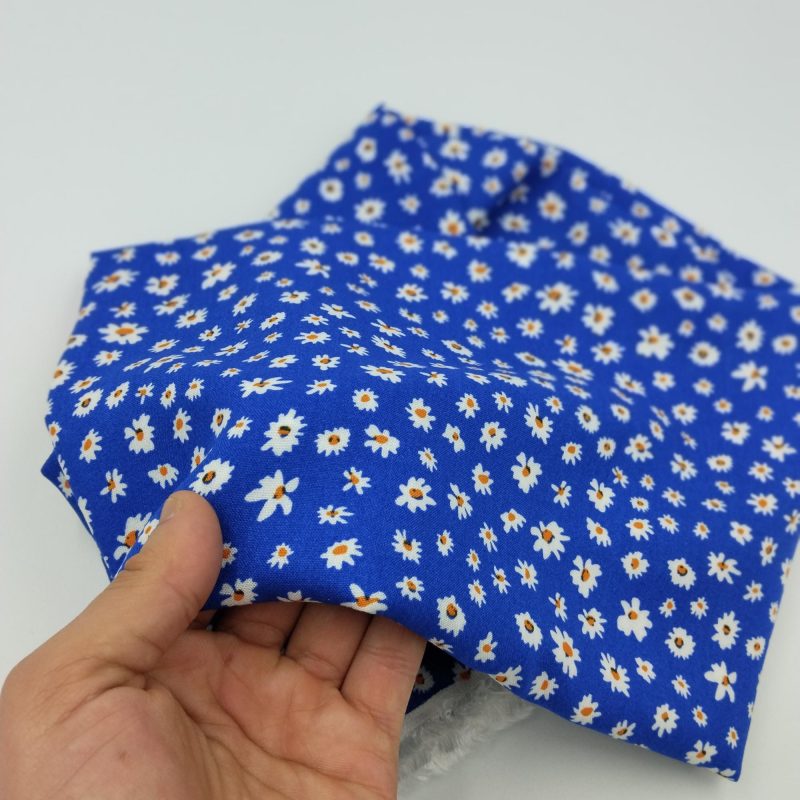Blue Floral Cotton Viscose Fabric, Soft Draping Fabric for Dresses, Pants, Skirts, Blouses & Shirts (150cm x 100cm | 59in x 39in)