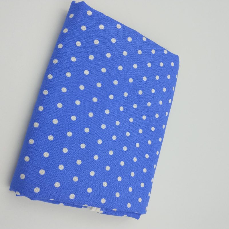 Blue Polka Dot Viscose Fabric by Yard – Soft Drapey Lightweight Material for Dresses, Skirts, Summer Clothing (150cm x 100cm | 59in x 39inc)