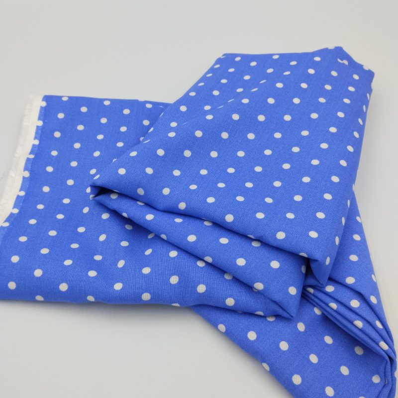 Blue Polka Dot Viscose Fabric by Yard – Soft Drapey Lightweight Material for Dresses, Skirts, Summer Clothing (150cm x 100cm | 59in x 39inc)