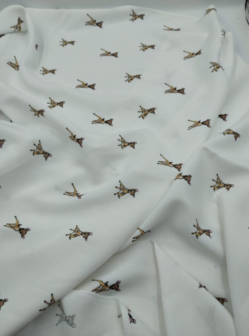 Deer Print Viscose Cotton Fabric for Dresses, Dress Fabric for Blouses, Blouse Fabric for Skirts, Skirt Fabric Drapey Soft (150x100 cm)
