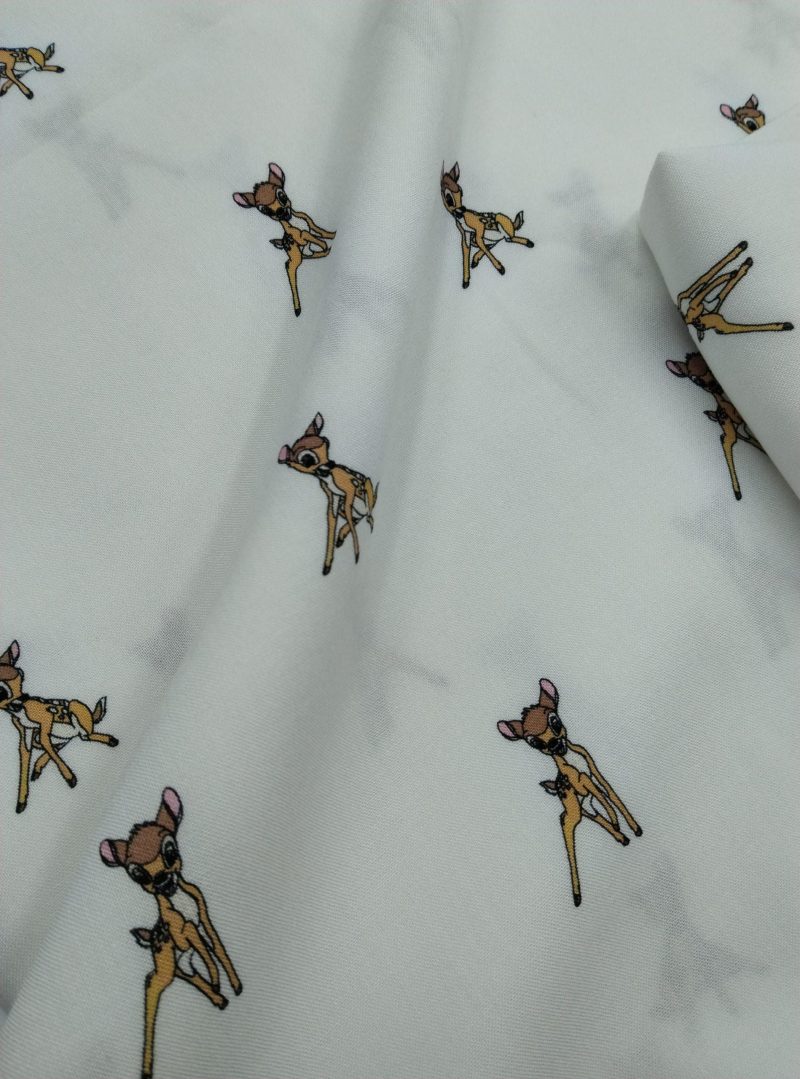 Deer Print Viscose Cotton Fabric for Dresses, Dress Fabric for Blouses, Blouse Fabric for Skirts, Skirt Fabric Drapey Soft (150x100 cm)