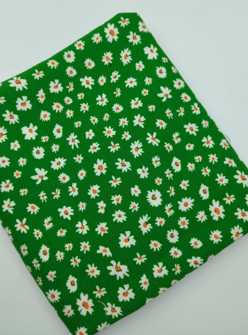 Green Floral Viscose Cotton Fabric for Dresses, Dress Fabric for Blouses, Blouse Fabric for Skirts, Skirt Fabric for Summer Sewing (150x100)