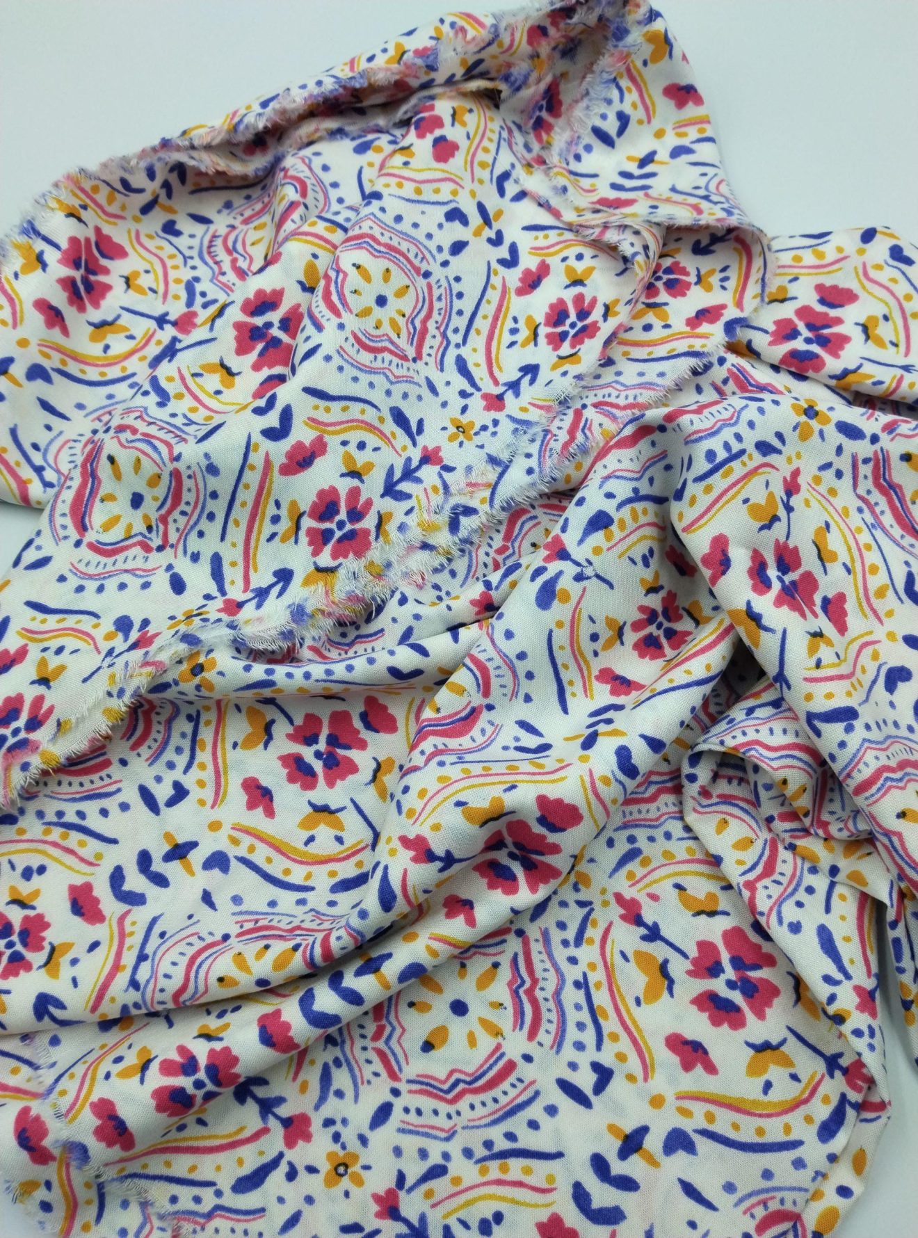 Renkli Boho Viskon‑Pamuk Kumaş – Drapeli, Yumuşak ve Nefes Alan | 150 cm x 100 cm