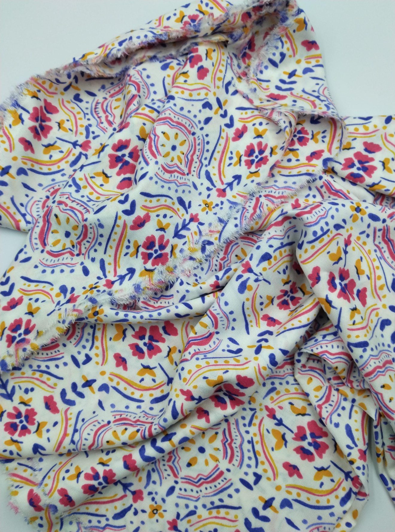 Renkli Boho Viskon‑Pamuk Kumaş – Drapeli, Yumuşak ve Nefes Alan | 150 cm x 100 cm