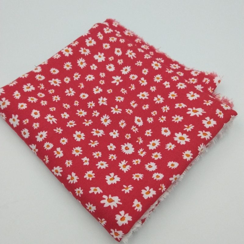 Red Floral Viscose Fabric for Dresses, Dressmaking Fabric for Blouses, Blouse Fabric for Skirts, Fabric for Summer Clothing (150cm x 100cm)