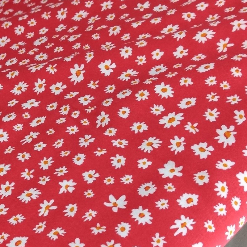 Red Floral Viscose Fabric for Dresses, Dressmaking Fabric for Blouses, Blouse Fabric for Skirts, Fabric for Summer Clothing (150cm x 100cm)