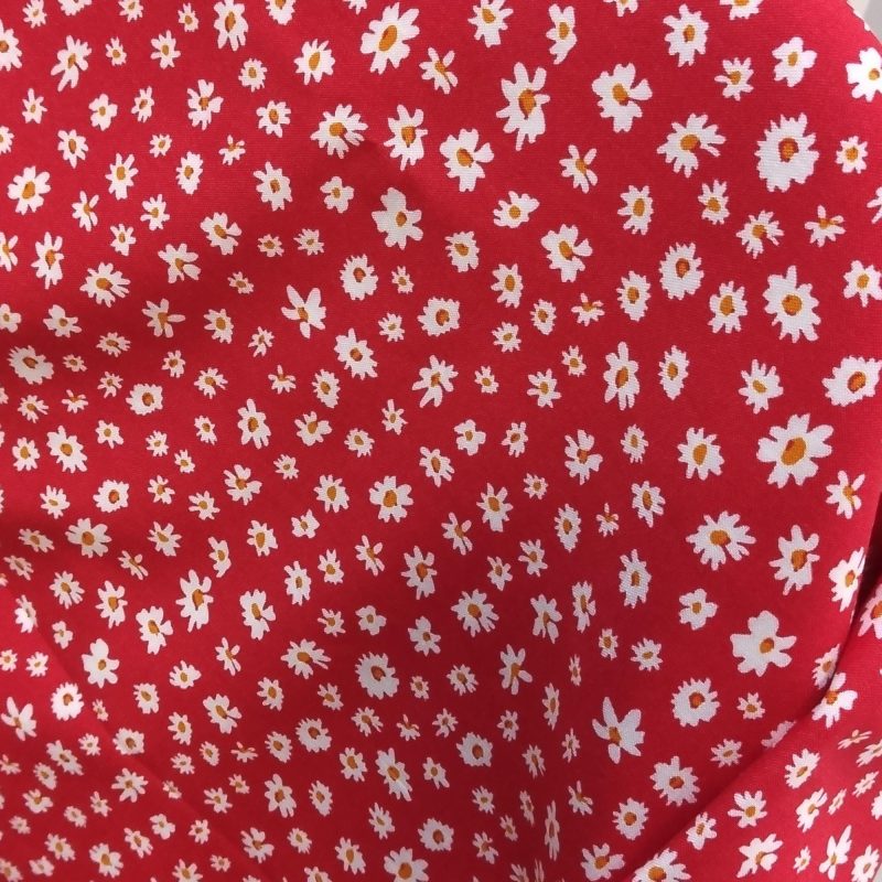 Red Floral Viscose Fabric for Dresses, Dressmaking Fabric for Blouses, Blouse Fabric for Skirts, Fabric for Summer Clothing (150cm x 100cm)
