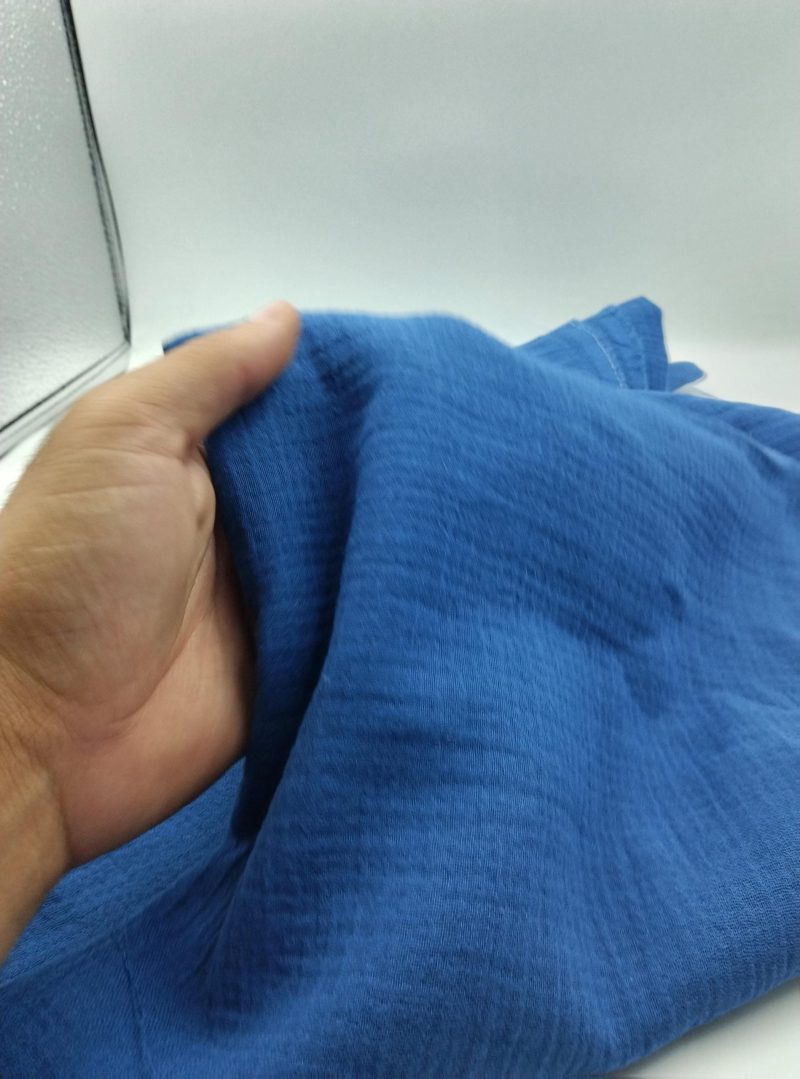 Blue Double Gauze Cotton Muslin Fabric – Soft Crinkled Fabric for Kimonos, Dresses, Blouses, Baby Clothing & Home Textiles (150x100 cm)