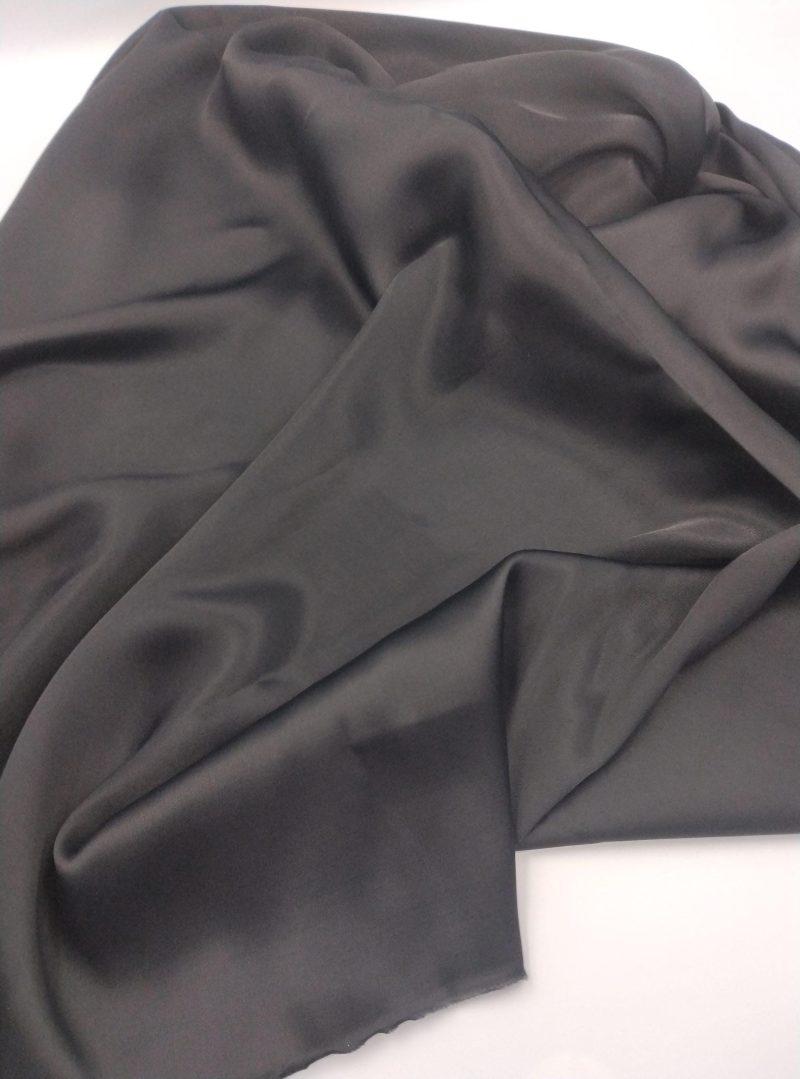 Black Satin Chiffon Fabric – Soft Drapey Silk Feel for Dresses, Blouses, Scarves, Evening Gowns, Lingerie & Bridal Sewing (150x100 cm)