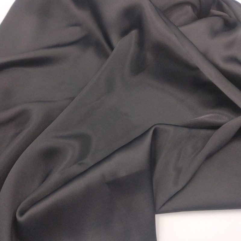 Black Satin Chiffon Fabric – Soft Drapey Silk Feel for Dresses, Blouses, Scarves, Evening Gowns, Lingerie & Bridal Sewing (150x100 cm)