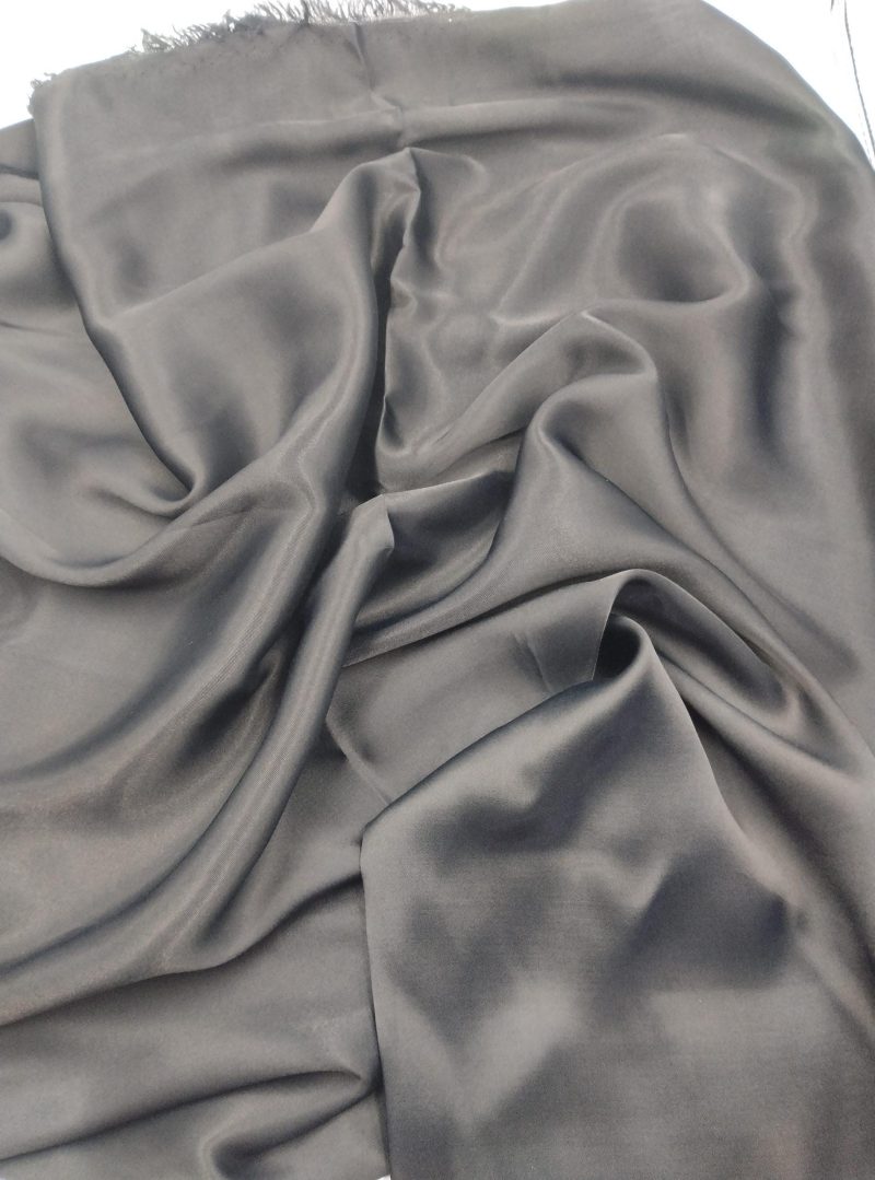 Black Satin Chiffon Fabric – Soft Drapey Silk Feel for Dresses, Blouses, Scarves, Evening Gowns, Lingerie & Bridal Sewing (150x100 cm)