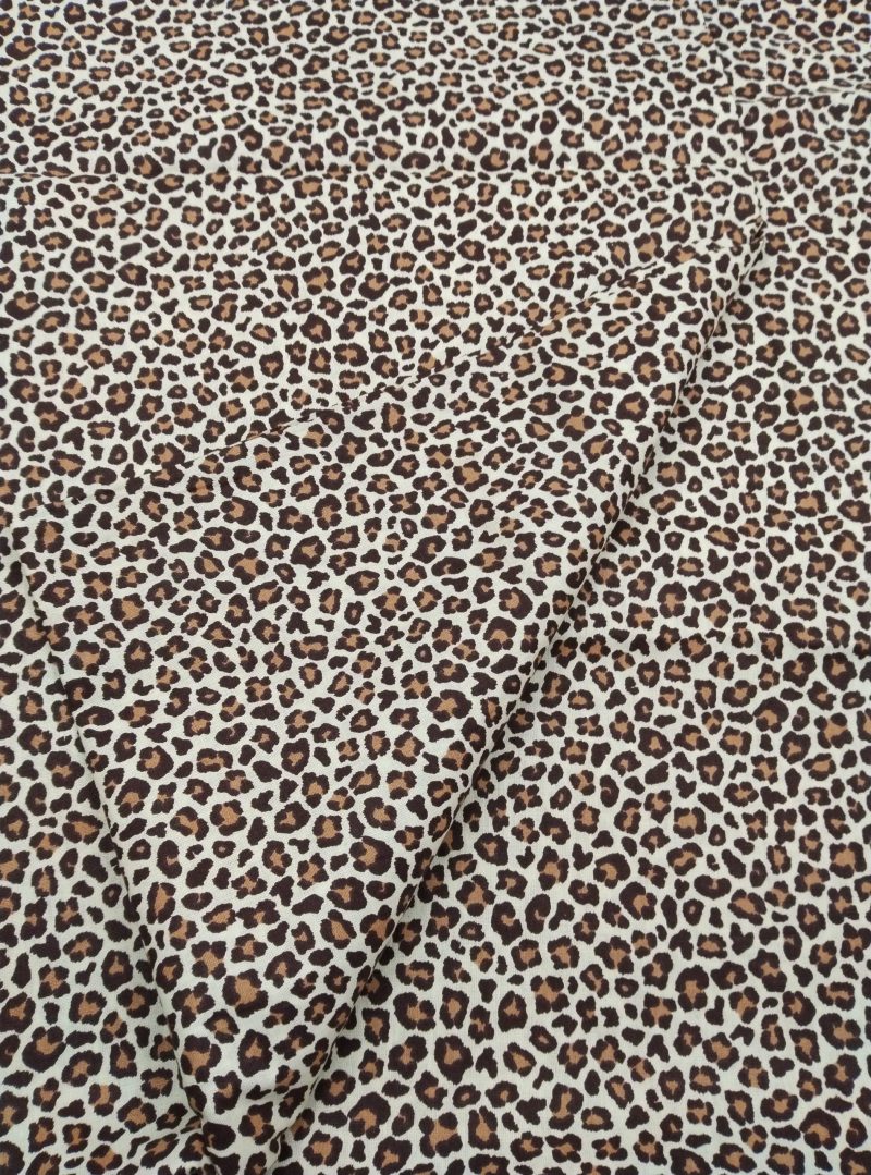 Leopard Print Viscose Cotton Poplin Fabric for Dresses, Dress Fabric for Blouses, Blouse Fabric for Skirts, Skirt Fabric (150x100 cm)