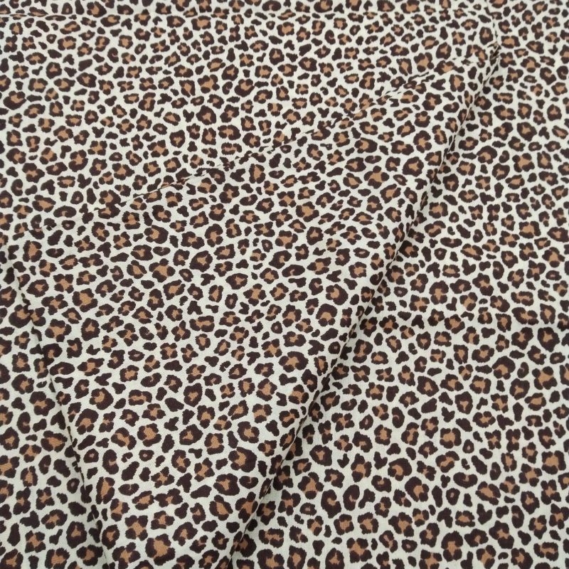 Leopard Print Viscose Cotton Poplin Fabric for Dresses, Dress Fabric for Blouses, Blouse Fabric for Skirts, Skirt Fabric (150x100 cm)