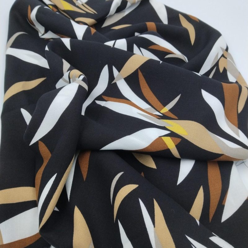 Leaf Print Viscose Cotton Fabric for Dresses, Dress Fabric for Blouses, Blouse Fabric for Skirts, Skirt Fabric Drapey Soft (150cm Wide)
