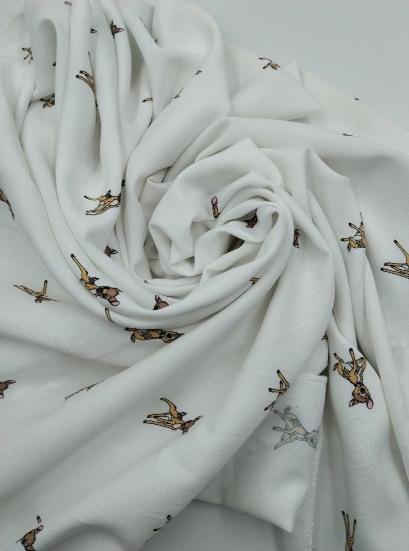 Deer Print Viscose Cotton Fabric for Dresses, Dress Fabric for Blouses, Blouse Fabric for Skirts, Skirt Fabric Drapey Soft (150x100 cm)