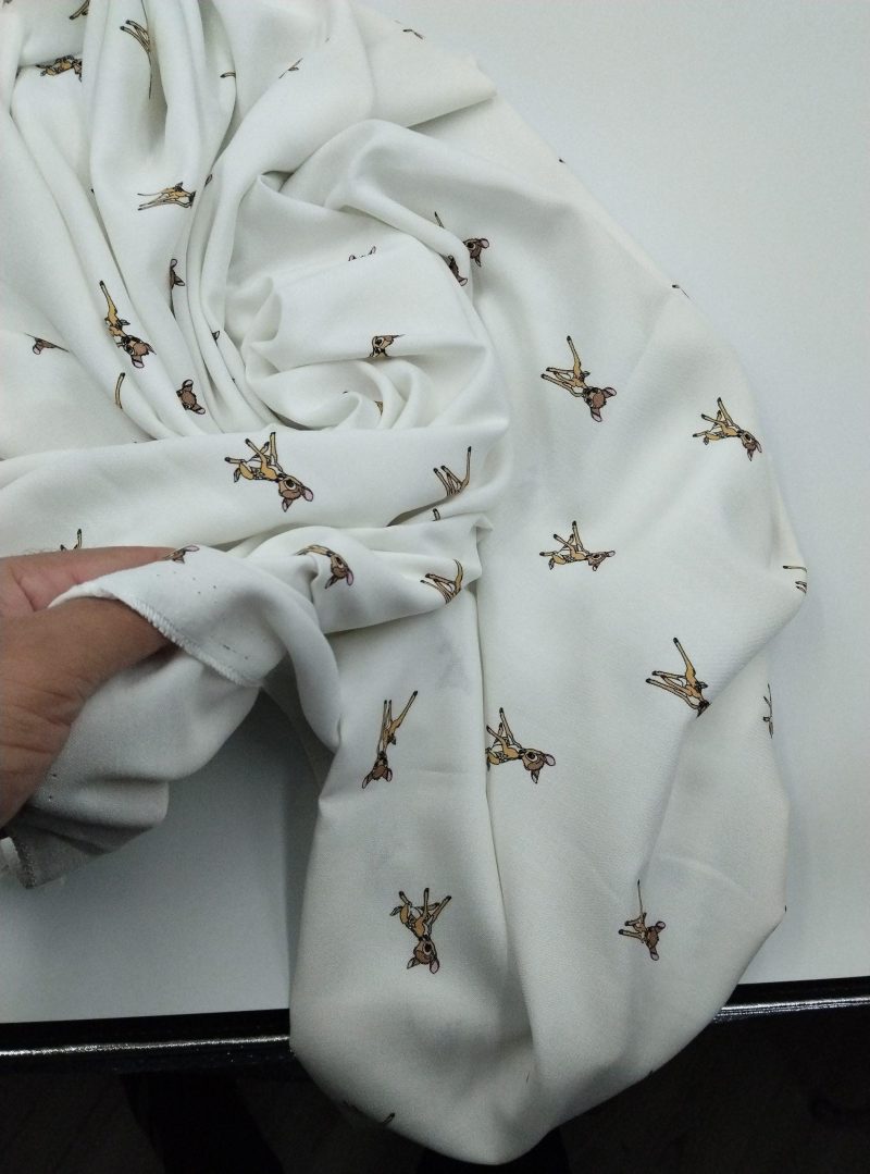 Deer Print Viscose Cotton Fabric for Dresses, Dress Fabric for Blouses, Blouse Fabric for Skirts, Skirt Fabric Drapey Soft (150x100 cm)