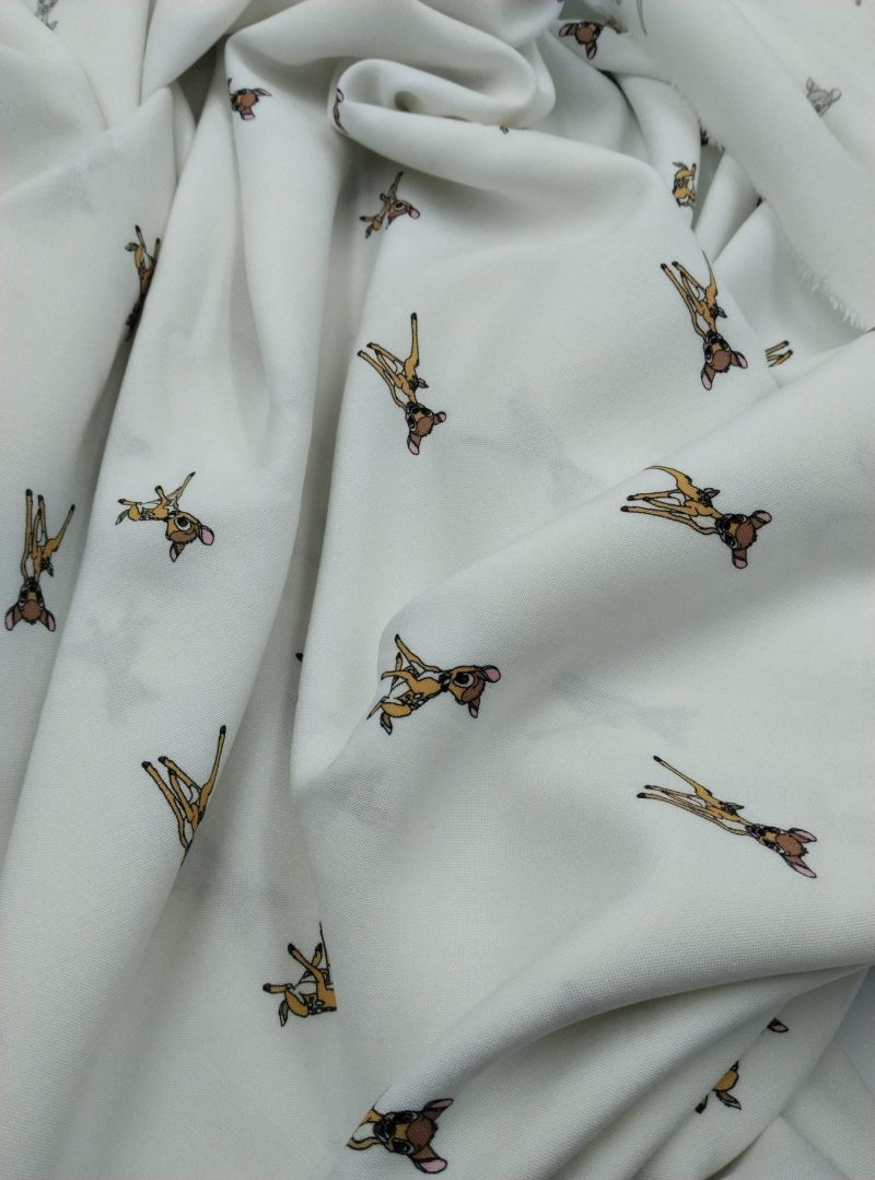 Deer Print Viscose Cotton Fabric for Dresses, Dress Fabric for Blouses, Blouse Fabric for Skirts, Skirt Fabric Drapey Soft (150x100 cm)
