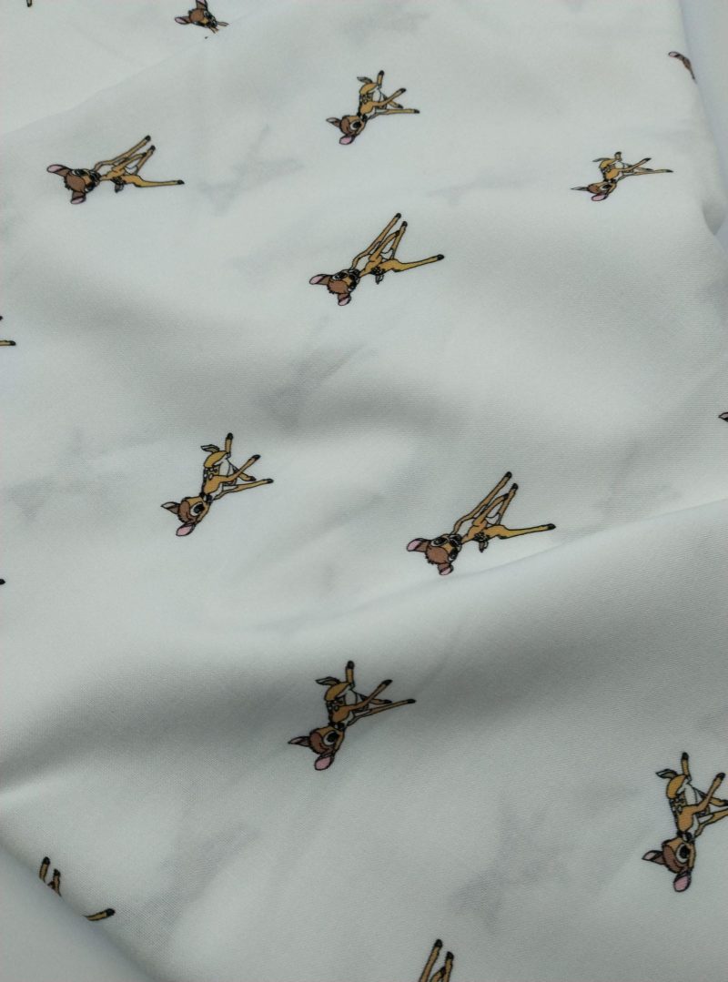 Deer Print Viscose Cotton Fabric for Dresses, Dress Fabric for Blouses, Blouse Fabric for Skirts, Skirt Fabric Drapey Soft (150x100 cm)