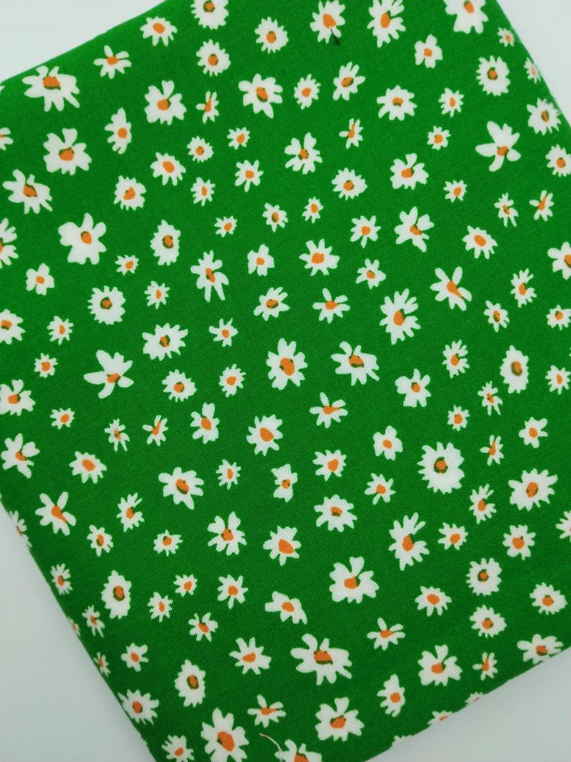 Green Floral Viscose Cotton Fabric for Dresses, Dress Fabric for Blouses, Blouse Fabric for Skirts, Skirt Fabric for Summer Sewing (150x100)