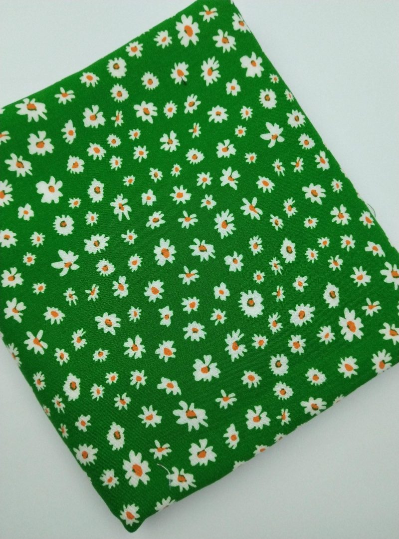 Green Floral Viscose Cotton Fabric for Dresses, Dress Fabric for Blouses, Blouse Fabric for Skirts, Skirt Fabric for Summer Sewing (150x100)