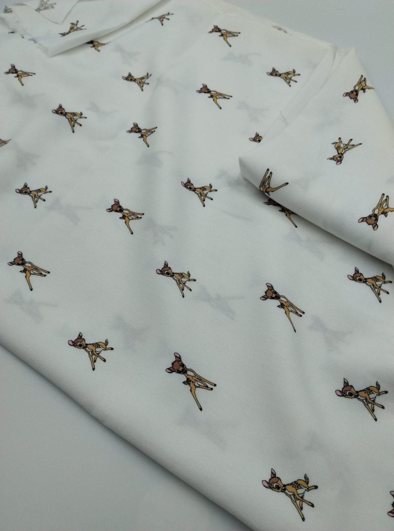 Deer Print Viscose Cotton Fabric for Dresses, Dress Fabric for Blouses, Blouse Fabric for Skirts, Skirt Fabric Drapey Soft (150x100 cm)