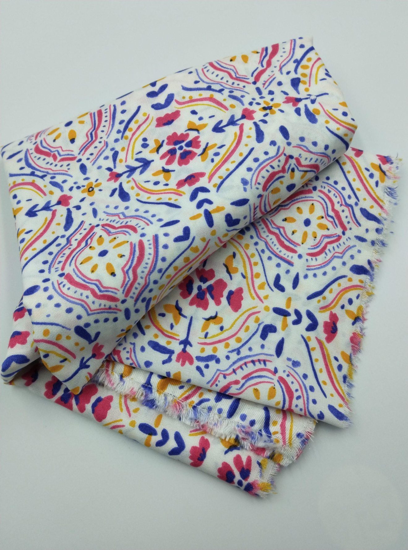 Renkli Boho Viskon‑Pamuk Kumaş – Drapeli, Yumuşak ve Nefes Alan | 150 cm x 100 cm