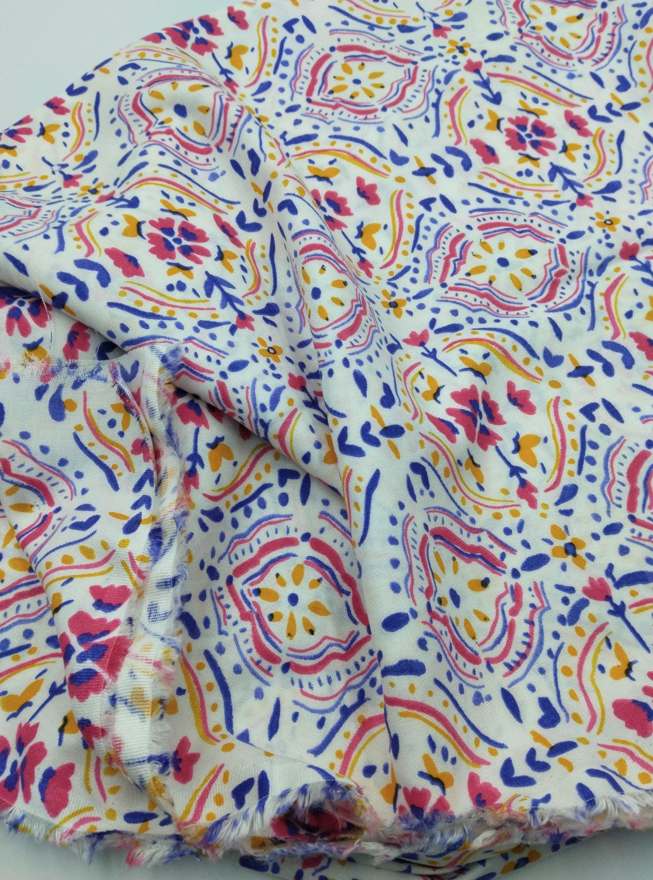 Renkli Boho Viskon‑Pamuk Kumaş – Drapeli, Yumuşak ve Nefes Alan | 150 cm x 100 cm