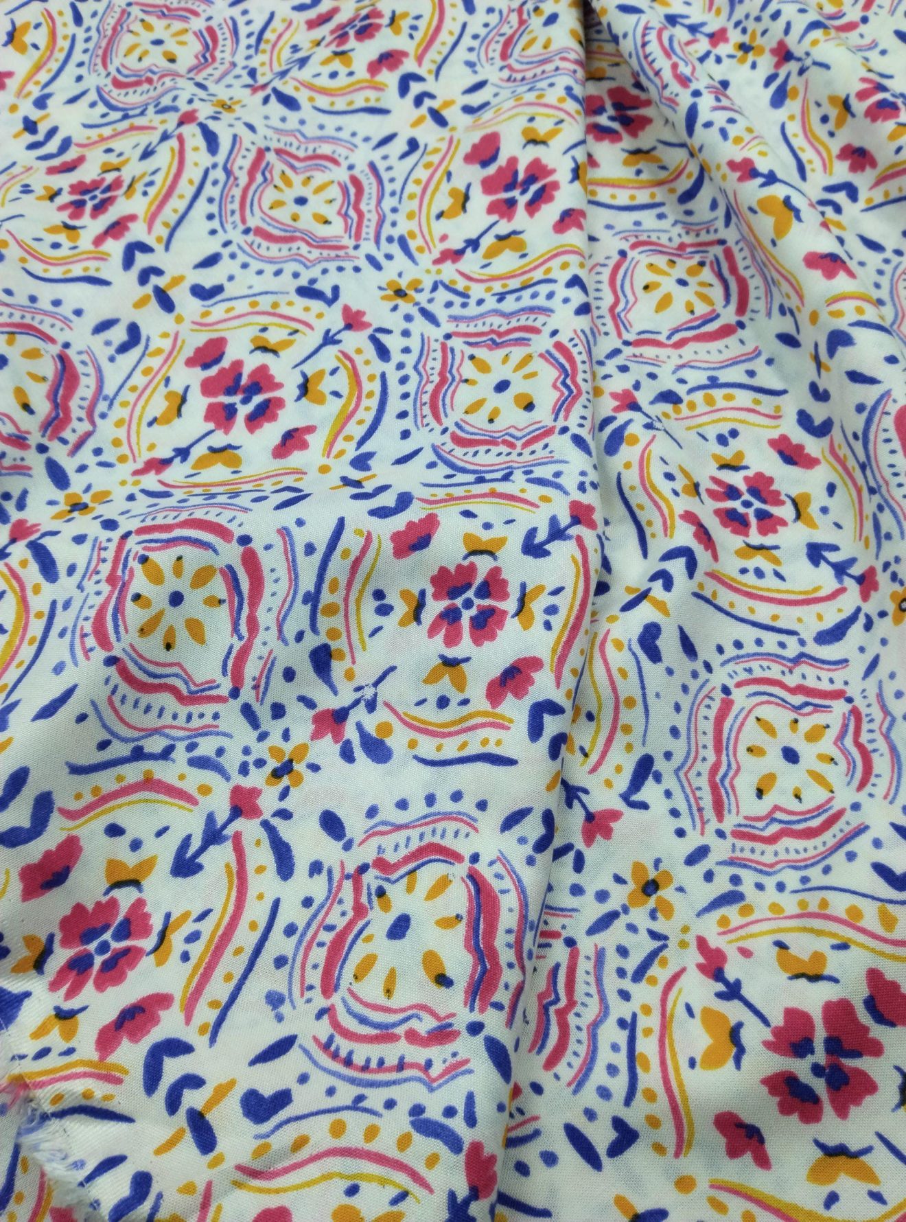 Renkli Boho Viskon‑Pamuk Kumaş – Drapeli, Yumuşak ve Nefes Alan | 150 cm x 100 cm