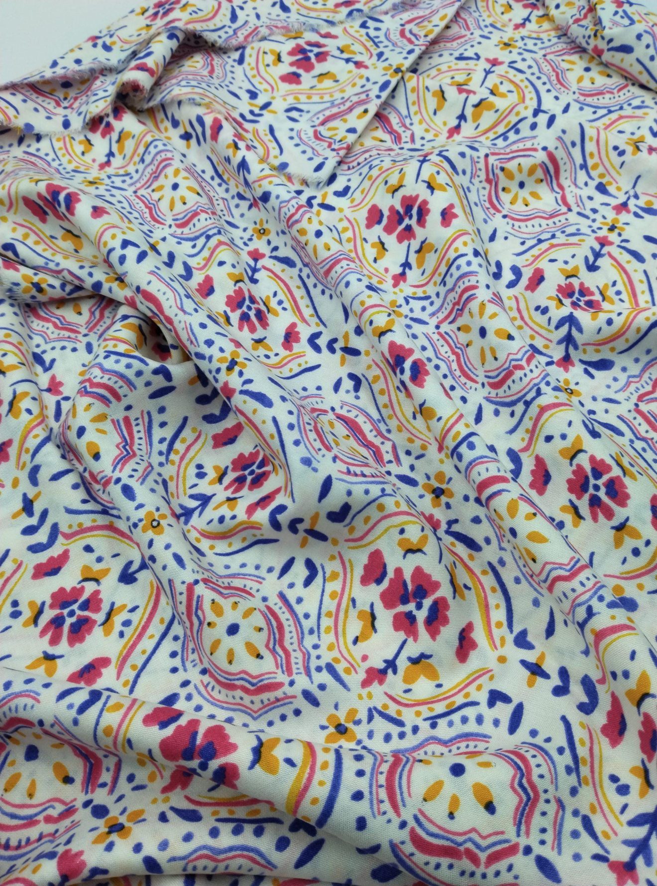 Renkli Boho Viskon‑Pamuk Kumaş – Drapeli, Yumuşak ve Nefes Alan | 150 cm x 100 cm