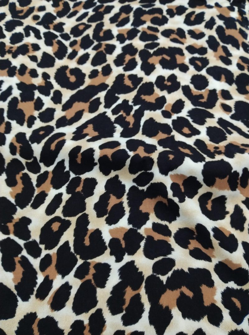 Leopard Print Viscose Cotton Fabric for Dresses, Dress Fabric for Blouses, Blouse Fabric for Skirts, Skirt Fabric Drapey Soft (150x100 cm)