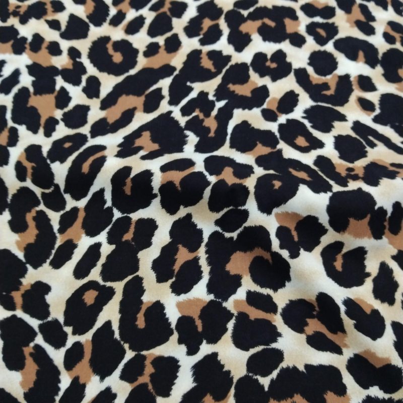 Leopard Print Viscose Cotton Fabric for Dresses, Dress Fabric for Blouses, Blouse Fabric for Skirts, Skirt Fabric Drapey Soft (150x100 cm)
