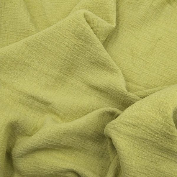 Zeytin Yeşili Çift Katlı Pamuk Muslin Kumaş – Yumuşak ve Hafif Kırışık Doku | 150 cm Genişlik - ELNM1