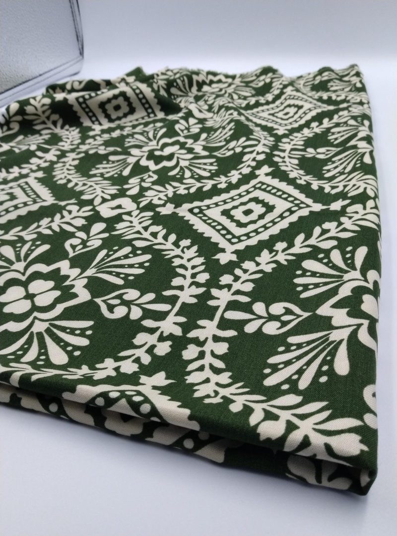 Green Floral Viscose Fabric for Dresses, Skirt & Shirt Making – Soft Drapey Cotton Blend Material by Yard (150x100cm | 59x39in)