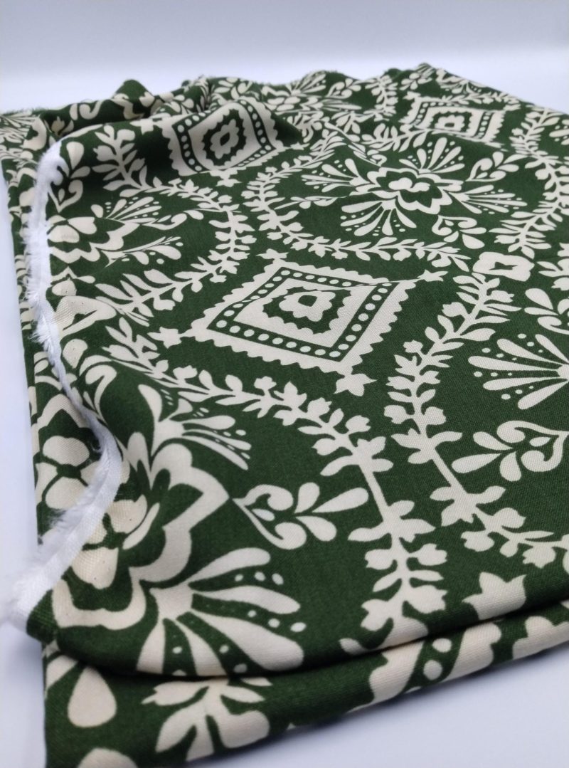 Green Floral Viscose Fabric for Dresses, Skirt & Shirt Making – Soft Drapey Cotton Blend Material by Yard (150x100cm | 59x39in)