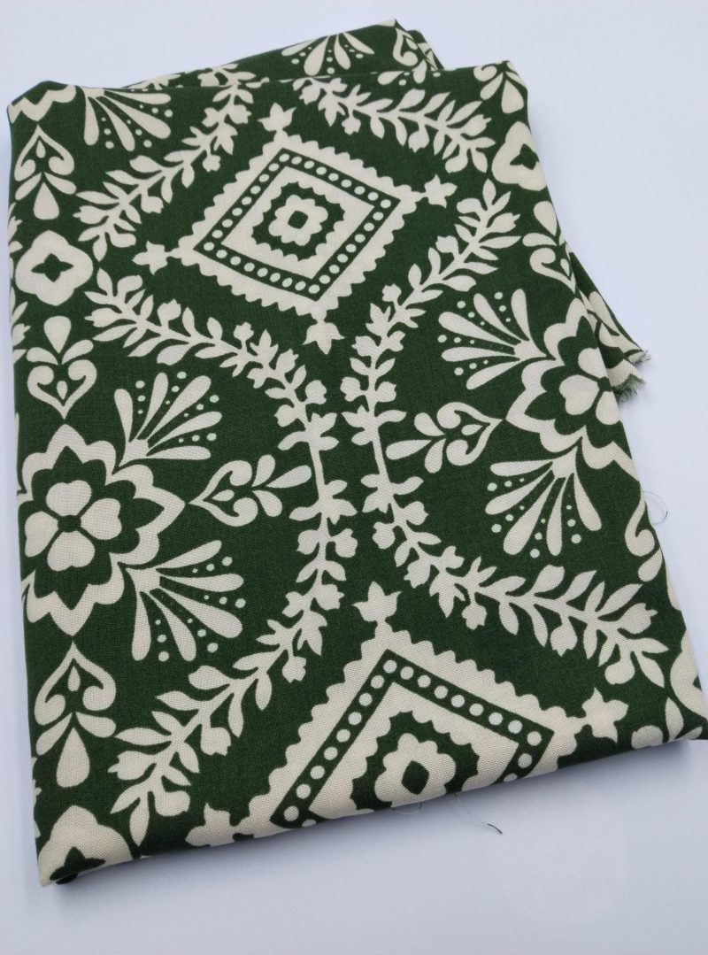Green Floral Viscose Fabric for Dresses, Skirt & Shirt Making – Soft Drapey Cotton Blend Material by Yard (150x100cm | 59x39in)