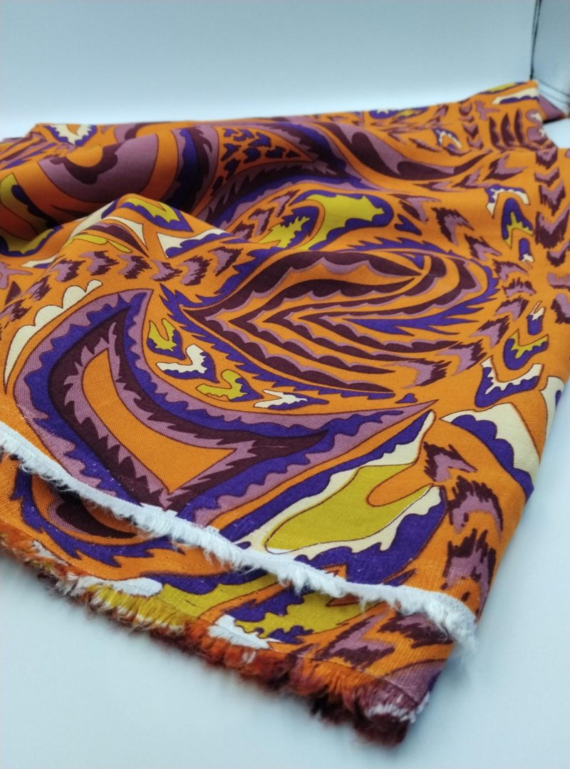 Orange Purple Cotton Viscose Fabric by Yard – Lightweight Drapey Fabric for Dresses, Blouses, Pants, Shirting | 150x100 cm