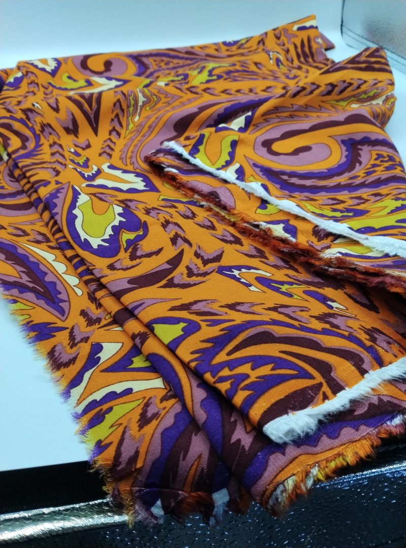 Orange Purple Cotton Viscose Fabric by Yard – Lightweight Drapey Fabric for Dresses, Blouses, Pants, Shirting | 150x100 cm