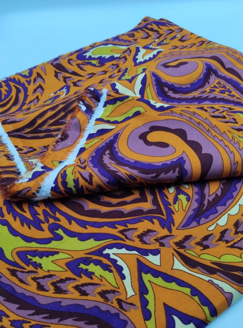 Orange Purple Cotton Viscose Fabric by Yard – Lightweight Drapey Fabric for Dresses, Blouses, Pants, Shirting | 150x100 cm