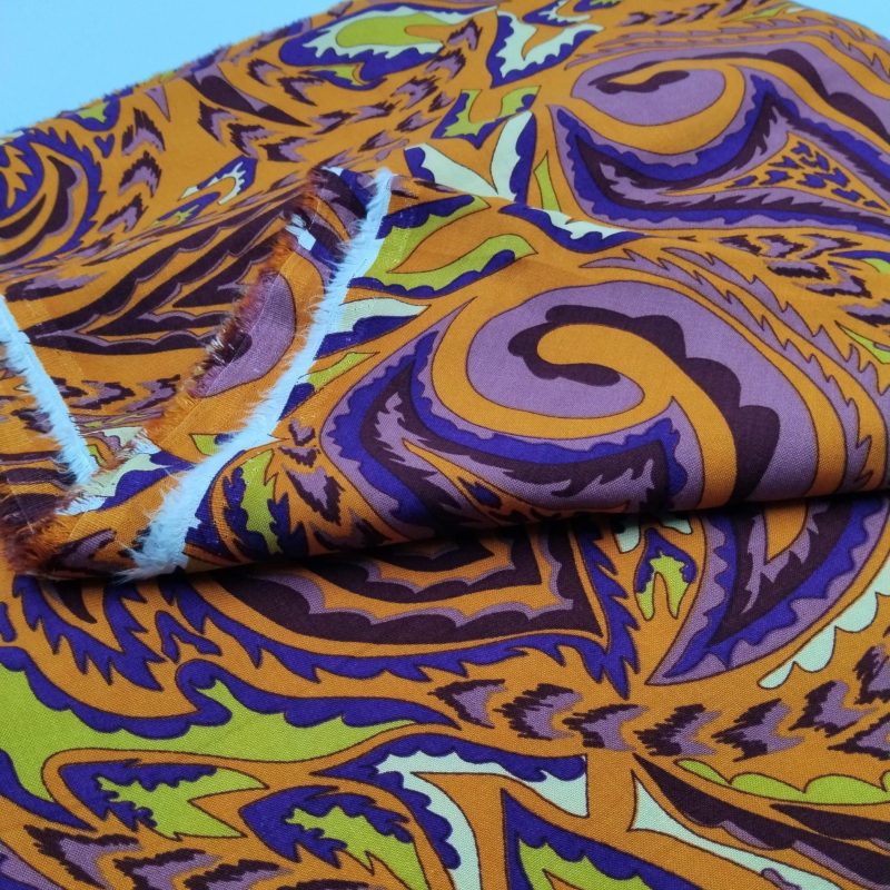 Orange Purple Cotton Viscose Fabric by Yard – Lightweight Drapey Fabric for Dresses, Blouses, Pants, Shirting | 150x100 cm