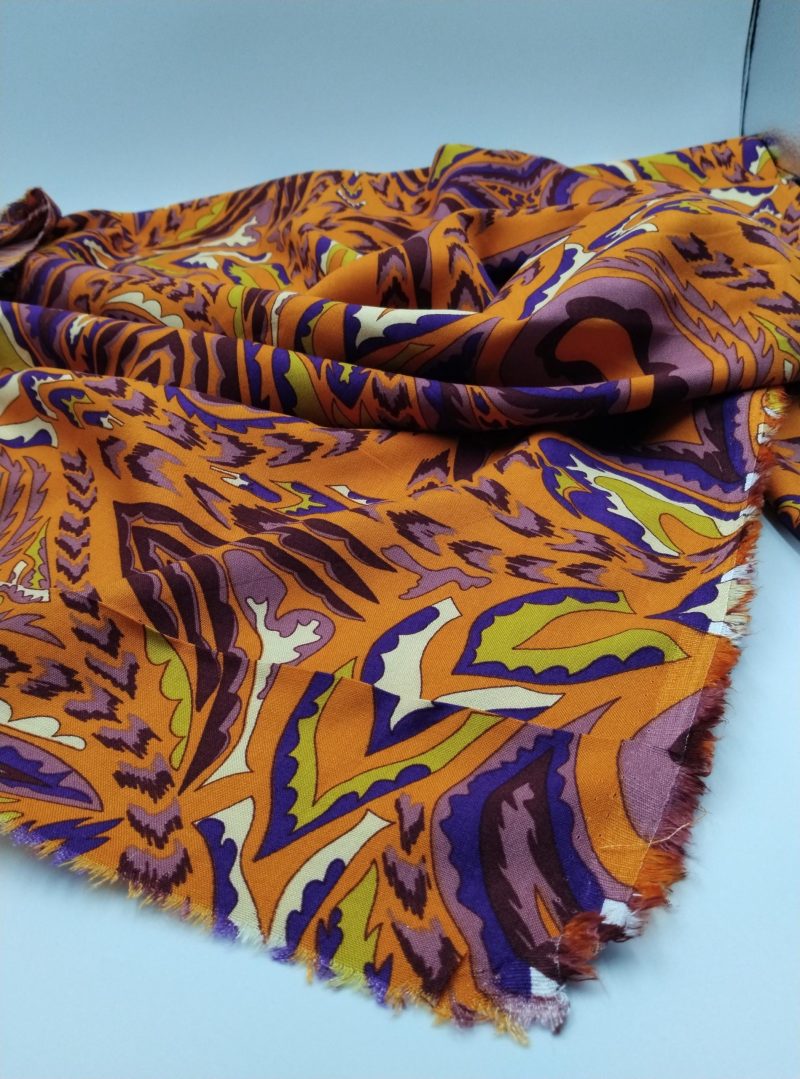 Orange Purple Cotton Viscose Fabric by Yard – Lightweight Drapey Fabric for Dresses, Blouses, Pants, Shirting | 150x100 cm