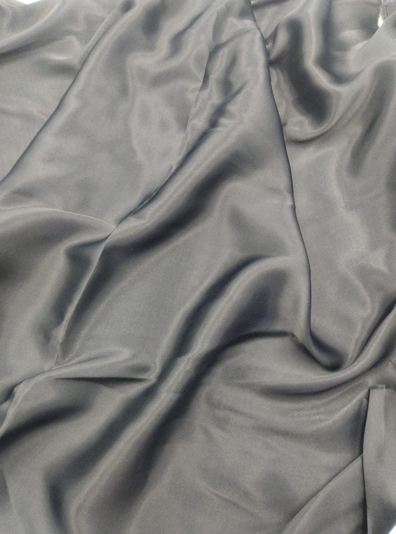 Black Satin Chiffon Fabric – Soft Drapey Silk Feel for Dresses, Blouses, Scarves, Evening Gowns, Lingerie & Bridal Sewing (150x100 cm)