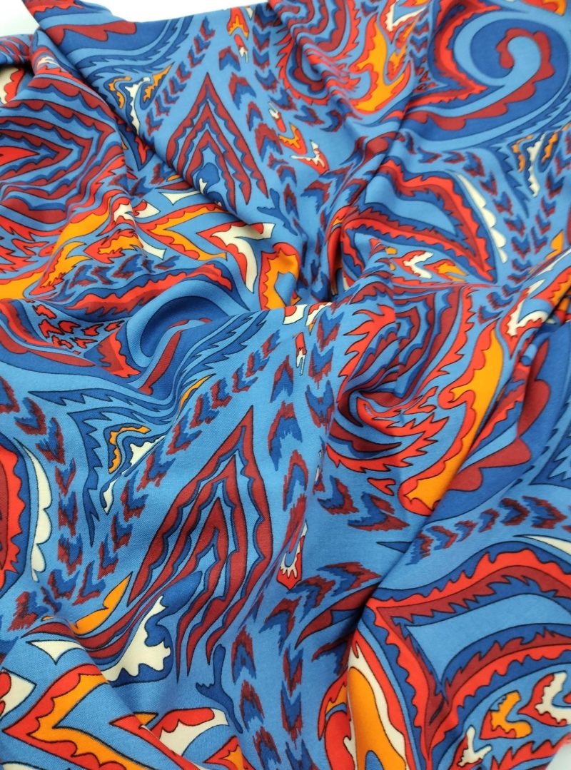 Indigo Abstract Cotton Viscose Fabric – Lightweight Drapey Material for Dresses, Blouses, Kimonos & Pants | 150x100 cm
