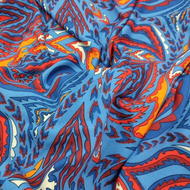 Indigo Abstract Cotton Viscose Fabric – Lightweight Drapey Material for Dresses, Blouses, Kimonos & Pants | 150x100 cm