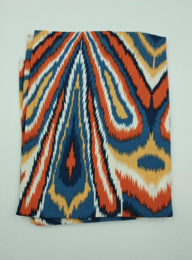 Colorful Chevron Cotton Viscose Fabric – Soft Lightweight Material for Dresses, Blouses, Kimonos & Sewing Projects | 150 cm Width