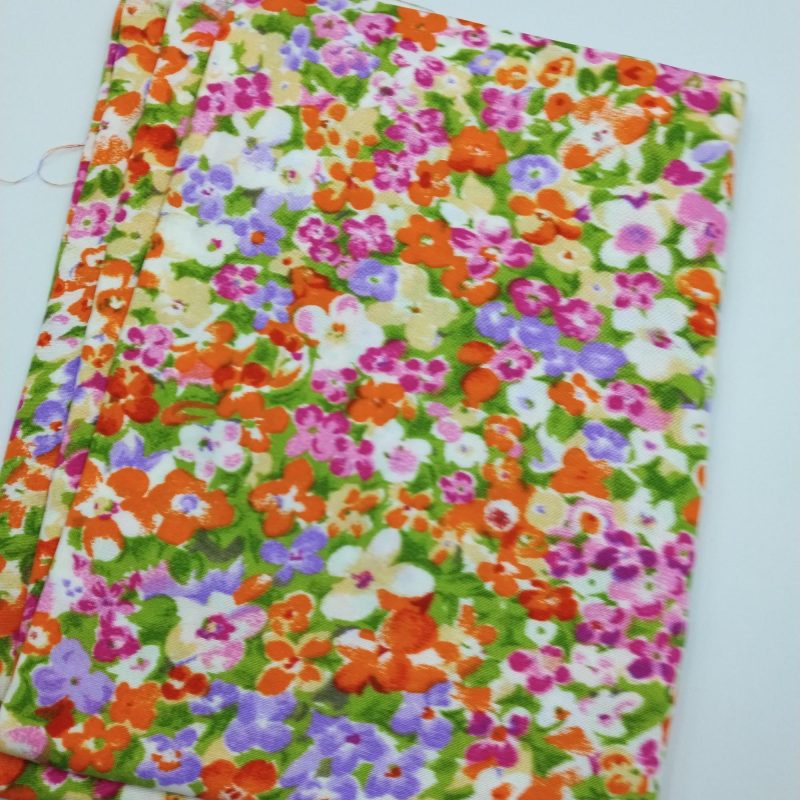 Colorful Floral Cotton Viscose Fabric – Lightweight Soft Material for Summer Dresses, Blouses, Skirts & Kimonos | 150x100 cm